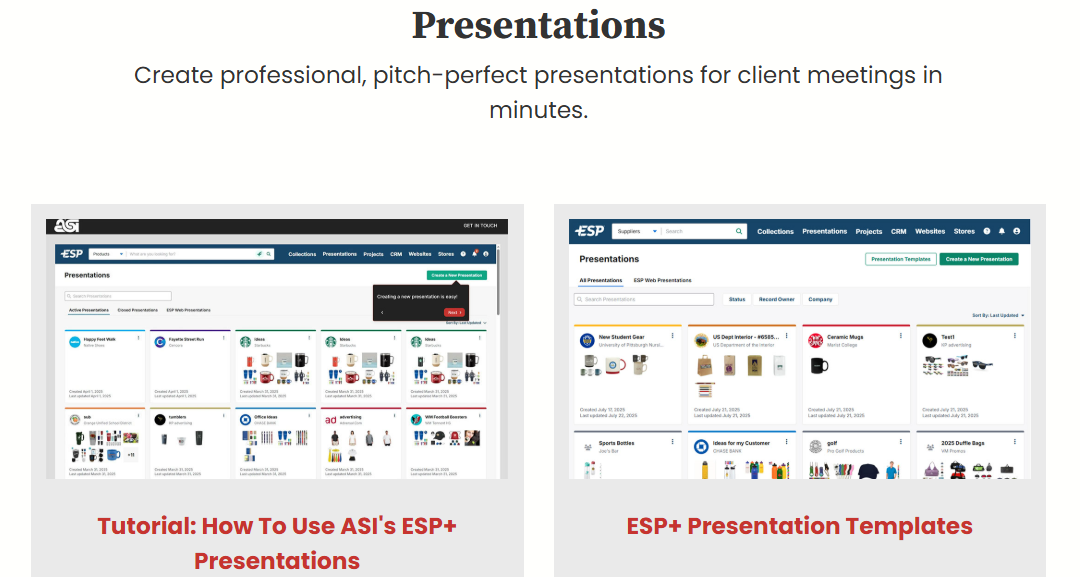 ESP+ Presentations